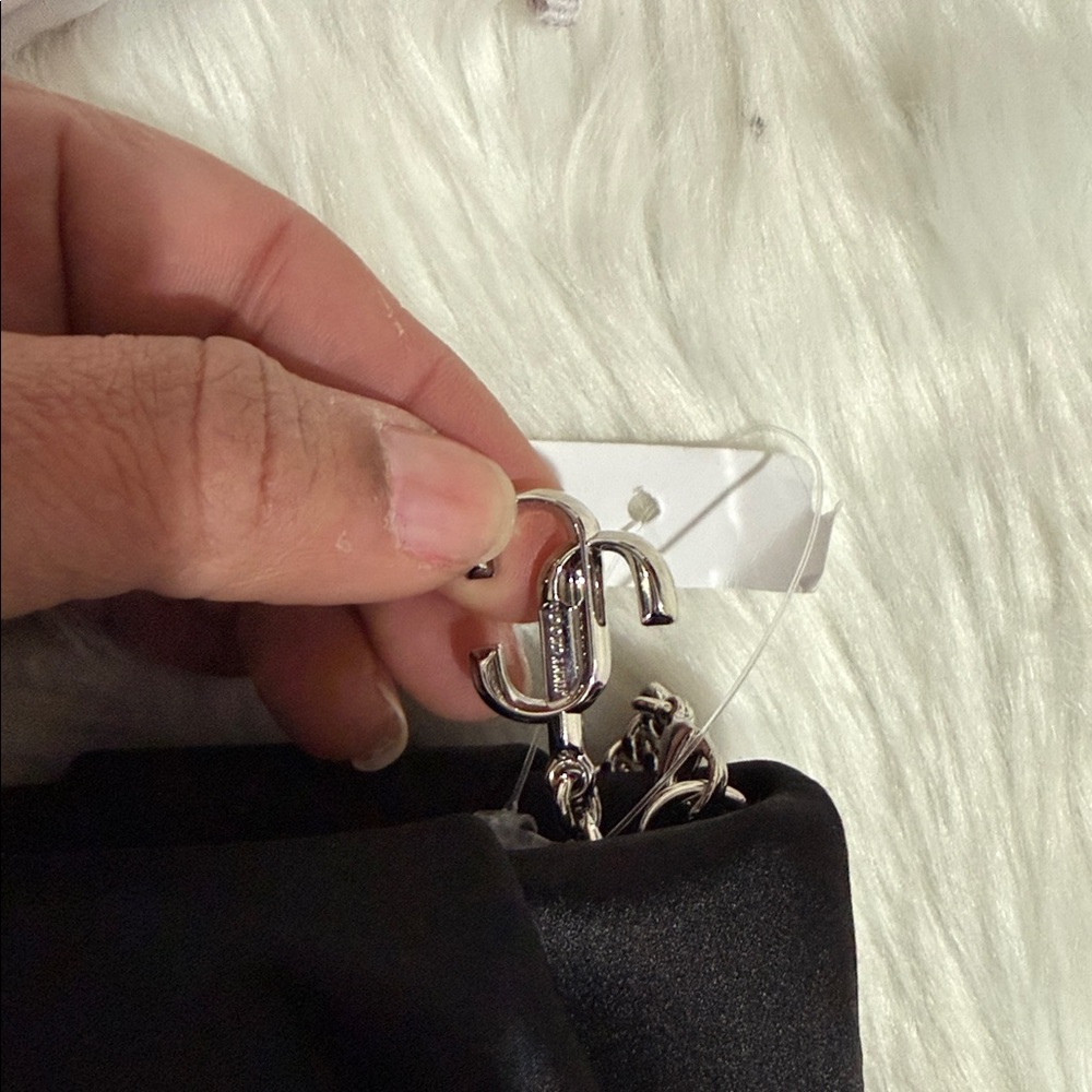 Jimmy Choo Black Clutch with Silver Chain - Picture 6 of 7